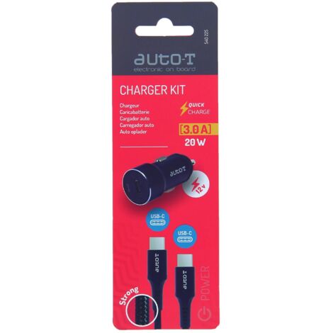 Kit chargeur auto USB-C 20W 5A - Auto-t