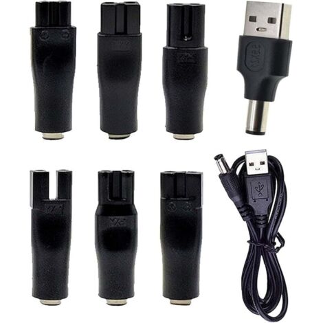Kit chargeur universel 8 en 1 pour rasoir électrique - Cordon d'alimentation USB de remplacement pour tondeuse à cheveux, tondeuse à barbe et outils de toilettage - Compatible avec les appareils