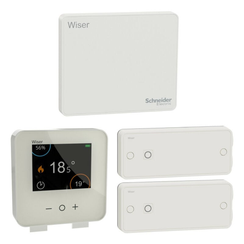 Schneider Electric - Wiser - kit thermostat connecté pour radiateurs électriques Génération 2 (CCTFR6905G2)