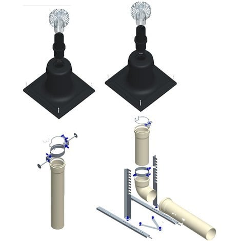 Kit CHEMILUX B22p et B23p PPTL - Entrée murale Ø 80