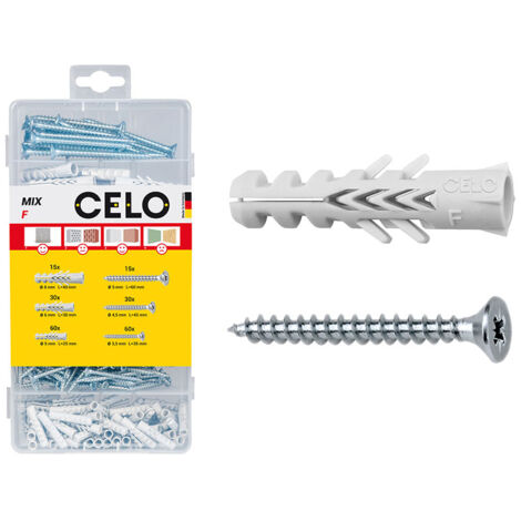 Kit Chevilles Nylon F Celo Fixation Polyvalente Mur Plein Et Creux - Celo