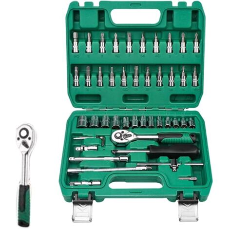 Kit chiavi a bussola, kit attrezzi a cricchetto, attrezzatura per riparazioni auto, serie manicotti di trasmissione, cassetta degli attrezzi completa, ideale per riparazioni auto