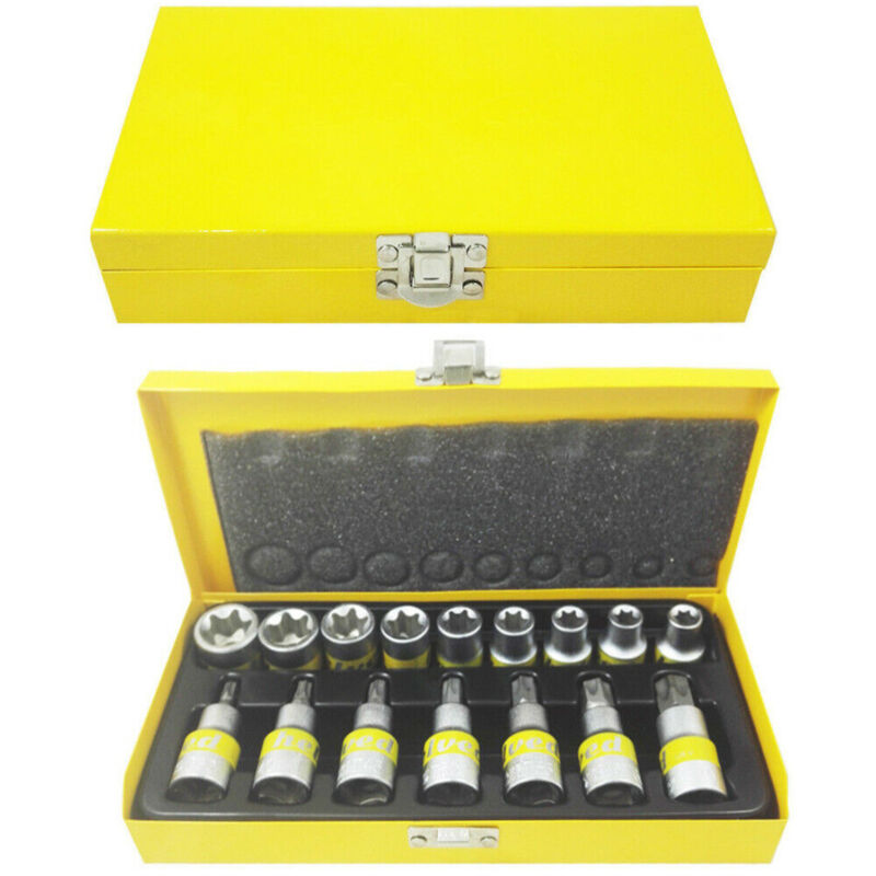 TrAdE Shop Traesio - Kit Chiavi A Bussola Torx Maschio E Femmina Helved Da 16pz Cromovanadio Hld10118 -