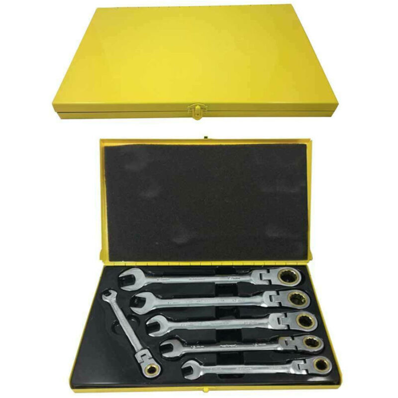 Kit Chiavi Combinate Fisse e a Cricchetto Testa Snodabile Helved Da 6pz Hld10123 - - Trade Shop Traesio
