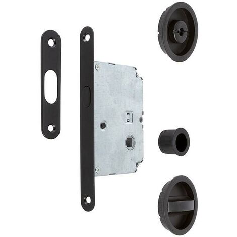 kit cierre puerta corredera red. negro mate  ø56 exterior, d48 interior.