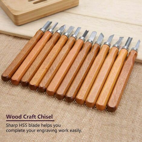 Kit Ciseau Bois, 13pcs outils de sculpture sur bois ensemble couteau à découper le bois compact à la main pour le travail du bois avec meule idéal pour artisanat menuiserie débutants sculpteurs