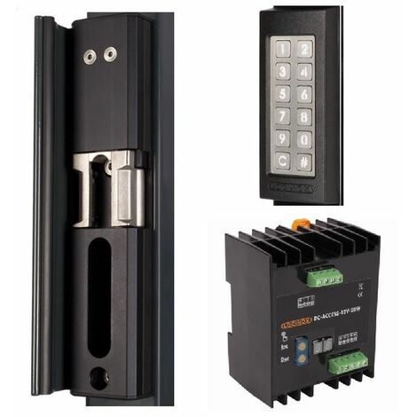 Kit clavier à code noir SLIMSTONE avec gâche et alimentation. - LOCINOX -