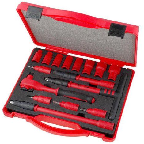 Kit Cle a cliquet avec 12 douilles - isole