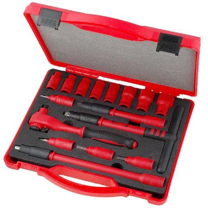 Kit Cle a cliquet avec 12 douilles - isole