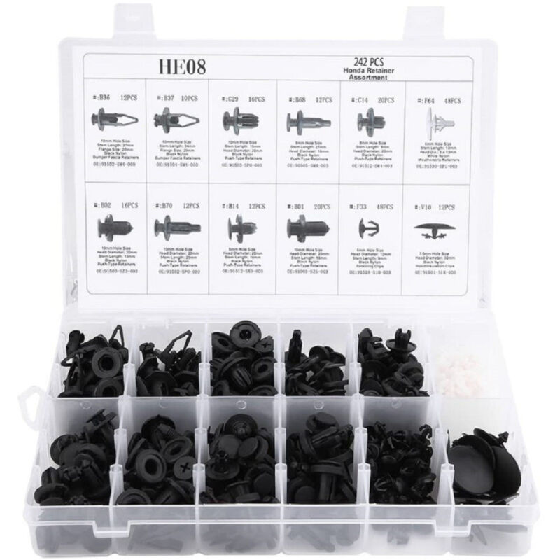 Image of Trade Shop - kit clip für paraurti auto 240 pz 12 dimensionen fixed by revated -