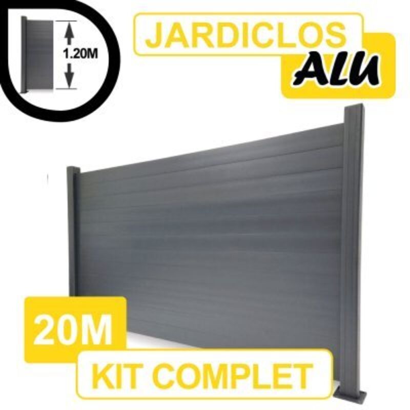 Kit Clôture Composite Gris Anthracite Effet Bois 1,8M - a Sceller - 1,70 mètre