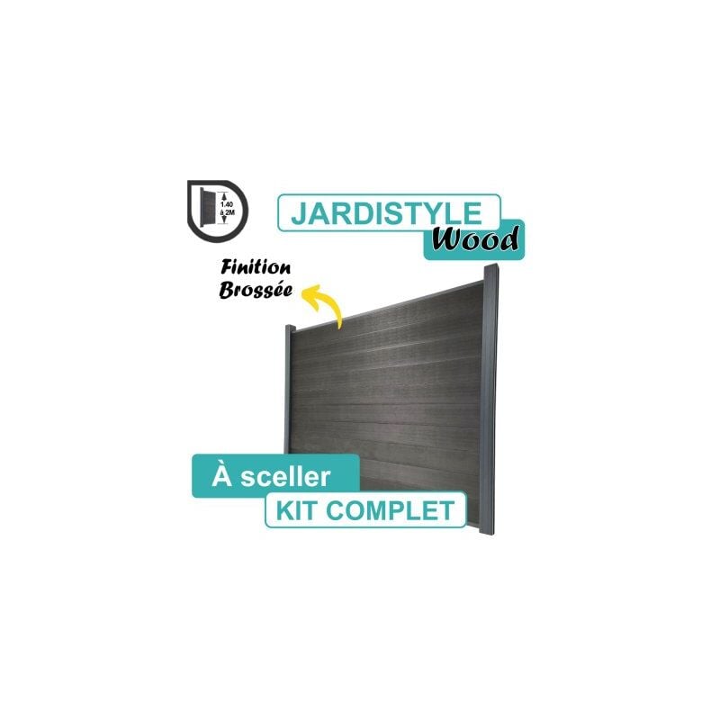Cloture&jardin - Kit Clôture Composite Gris Anthracite Effet Brossé 1,8M - a Sceller - 1,40 mètre