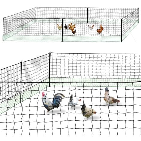 main image of "Kit clôture filet à poules 24 M avec porte 9 piquets double pointe"