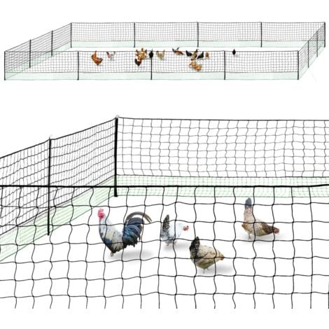 Kit clôture filet à poules 50 M avec porte 15 piquets double pointe