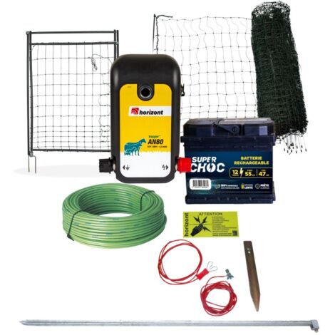 Kit clôture mobile volailles filet 50m poste mixte PREMIUM