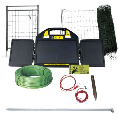 Kit clôture mobile volailles filet 50m poste solaire PREMIUM