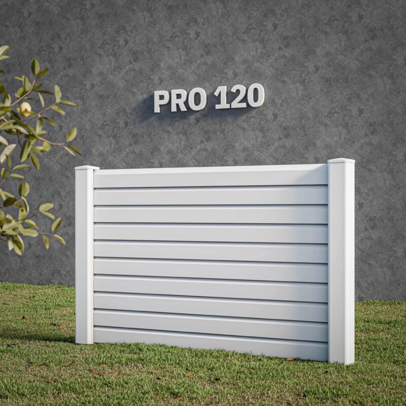 Kit Clôture pro pvc Blanc h. 120 cm x l. 5.70 m - 10 Lisses claire-voie