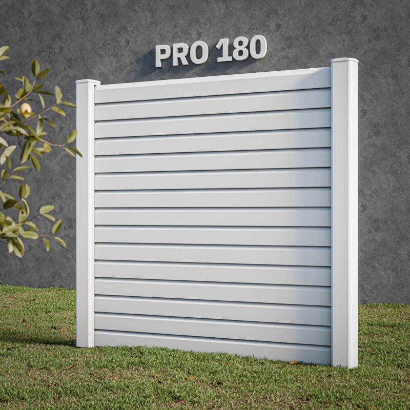 Kit Clôture pro pvc Blanc h. 180 cm x l. 5.70 m - 15 Lisses claire-voie