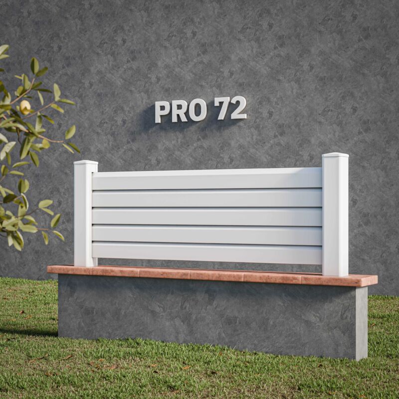 Kit Clôture pro pvc Blanc h. 72 cm x l. 5.70 m - 5 Lisses claire-voie