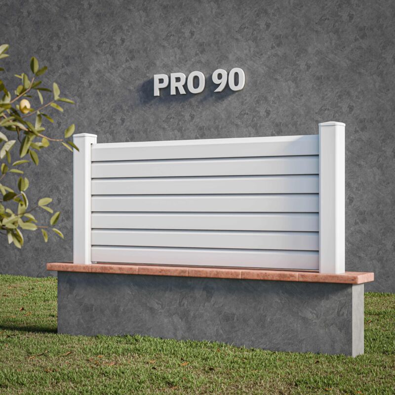 Kit Clôture pro pvc Blanc h. 90 cm x l. 5.70 m - 7 Lisses claire-voie