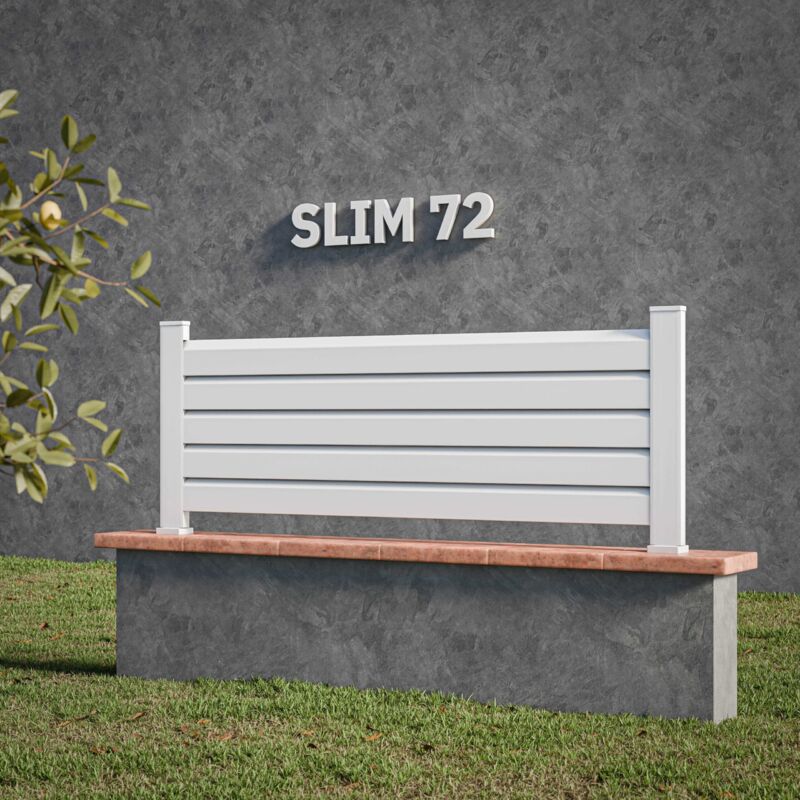 Kit Clôture slim pvc Blanc h. 72 cm x l. 5.60 m - 5 Lisses claire-voie