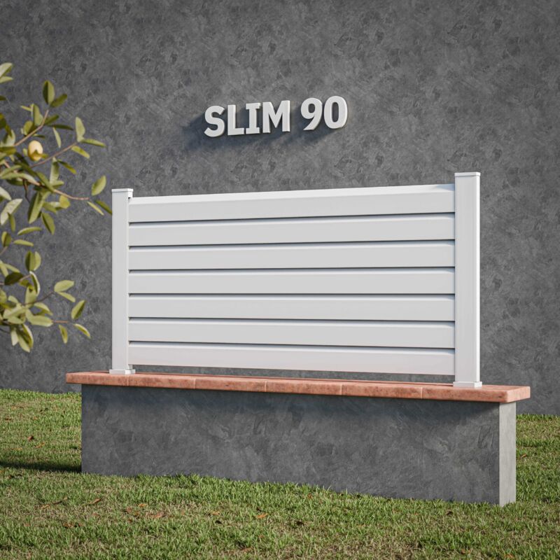 Kit Clôture slim pvc Blanc h. 90 cm x l. 5.60 m - 7 Lisses claire-voie