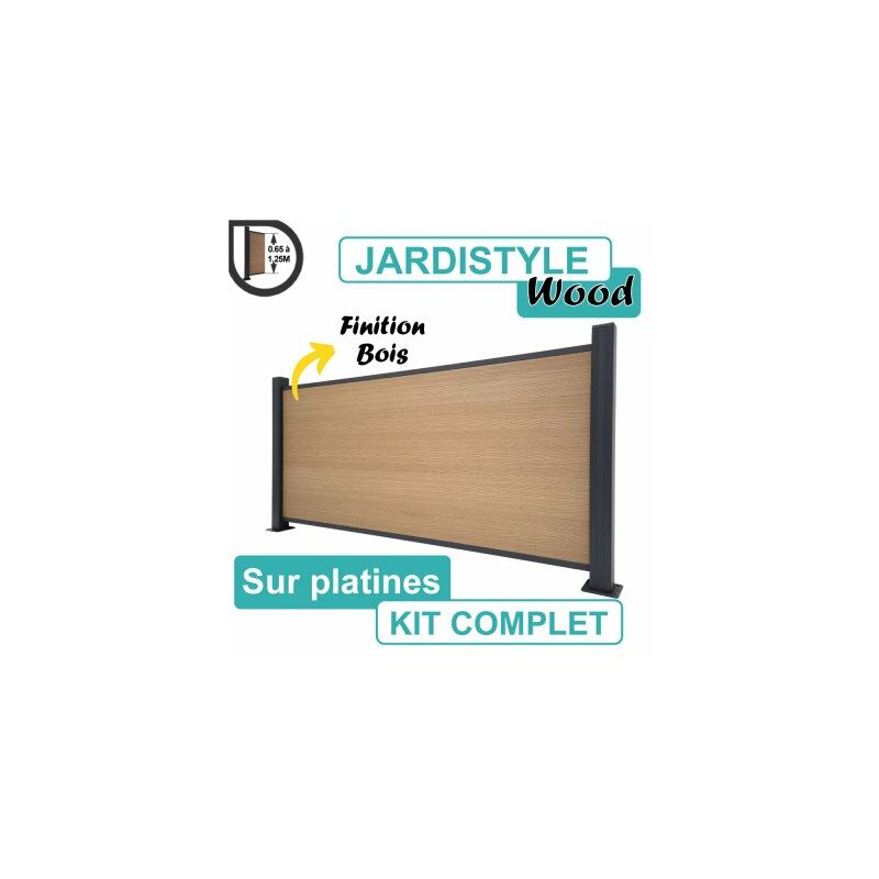 Cloture&jardin - Kit Clôture Composite Bois Clair 1,8M - Sur Platines - 0,80 mètre