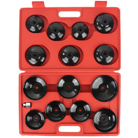 Kit Coiffes filtre à huile 14 pcs Clés de filtre à huile Adaptateur dans Clé filtre à huile outil bouchon Set Adapter