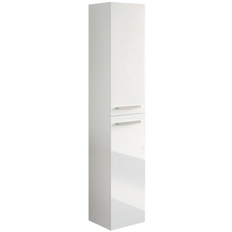 kleankin Mobiletto Bagno con 2 Armadietti e Cassetto Bianco Lucido  30x28x170cm