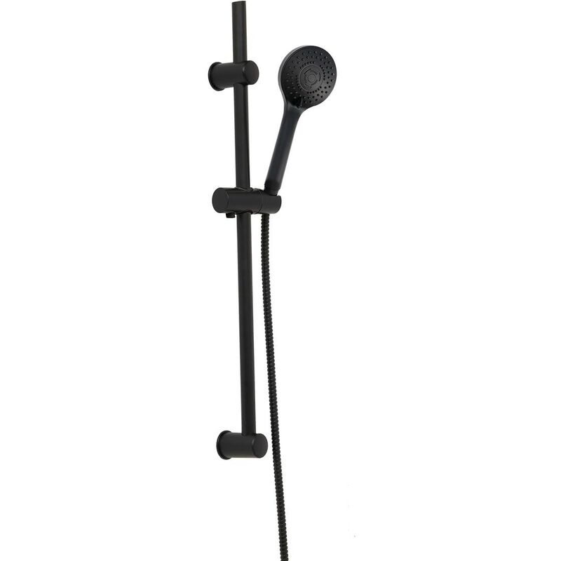 Kit colonne 70cm douchettes 3 fonctions flexible acier inox 150 cm - noir mat Tendance