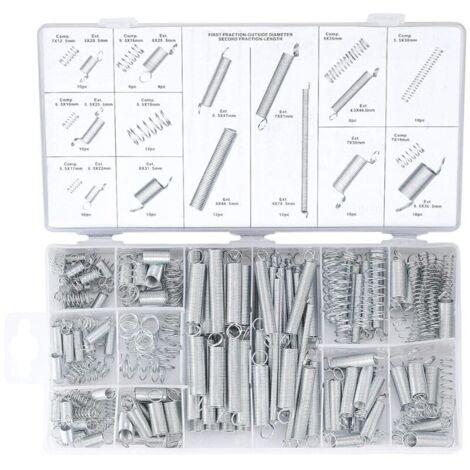 Kit combiné de ressorts 200 pièces – Ressorts de tension et de compression en acier inoxydable – 8 tailles pour applications variées