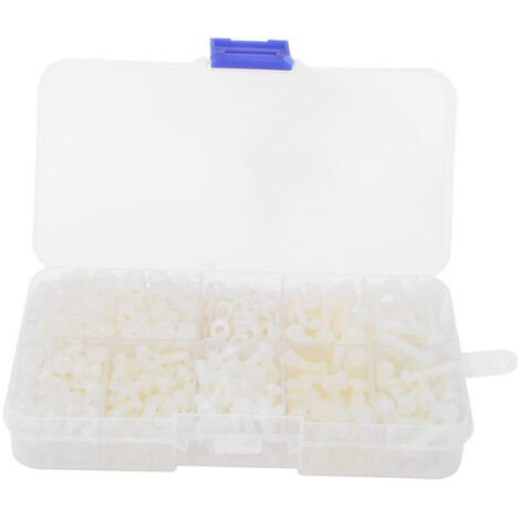 Kit combiné de vis écrous et rondelles en nylon M3 800 pièces/boîte accessoires de quincaillerie blanc