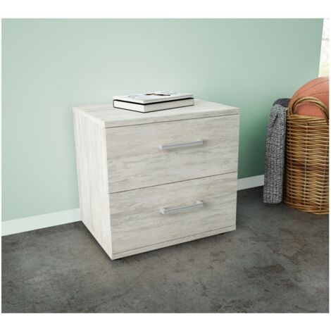 KIT COMODINO 2 CASSETTI 48X36X41 CM BIANCO VEN.K083