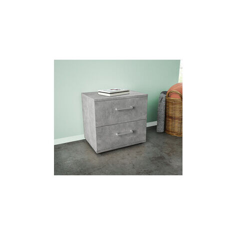 KIT COMODINO 2 CASSETTI 48X36X41 CM CEMENTO CH.K4298