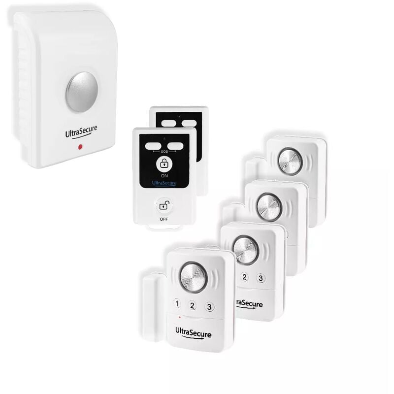Kit compact autonome sans-fil 5 sirènes 4 détections choc ouverture porte/fenêtre 2 télécommandes (gamme bt)