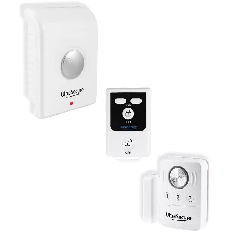 Kit compact double sirène & détection autonome sans-fil choc ouverture porte/fenêtre + télécommande (gamme BT)