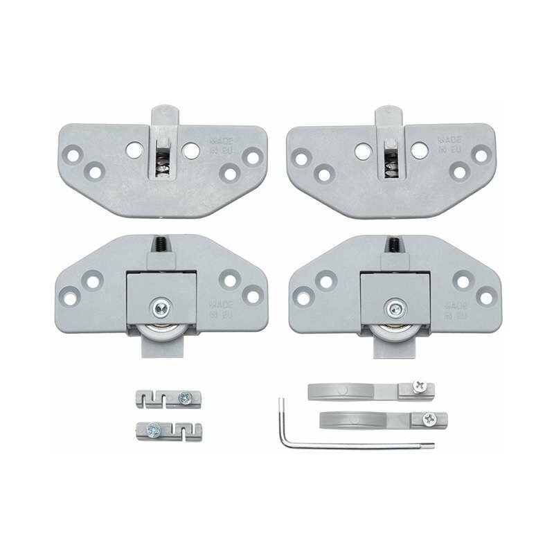 Cyclingcolors - Kit complet 2x Garniture complète pour porte coulissante (monture guide butée et clé) 30kg max, en plastique gris Rail Fourniture