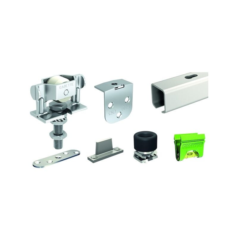 Mantion - Kit pour porte coulissante suspendue cadette 40 kg - Longueur : 1.85 m - Rail cadette
