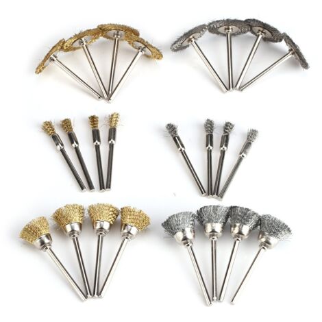 Kit complet de 24 brosses métalliques en laiton pour le polissage d'outils de précision : ensemble de brosses de nettoyage pour meules boisseaux, accessoire de polissage pour meuleuses d'angle, outils