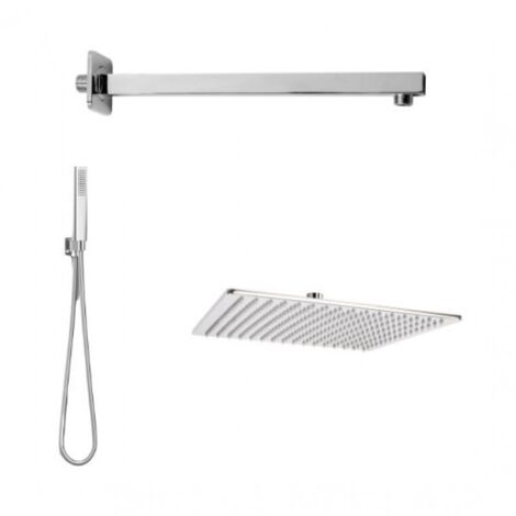 Kit complet de douche carré 1 jet chrome en laiton et acier inox mod. Kit seven quadrato