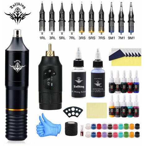 Kit complet de machine à tatouer avec alimentation de tatouage et pédale 10 aiguilles à cartouche pour débutants tatoueurs