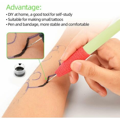 Kit complet de machine à tatouer Set Hand Poke And Stick Pen Clean Safe Tool pour tatoueur