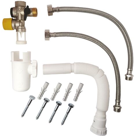 Kit complet de raccordement chauffe-eau avec Groupe de sécurité eau calcaire - nickelé