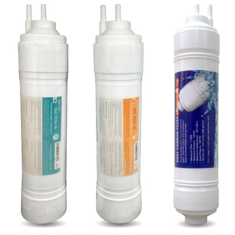 Kit complet de remplacement de 3 filtres à osmose inverse double embout raccord rapide type u