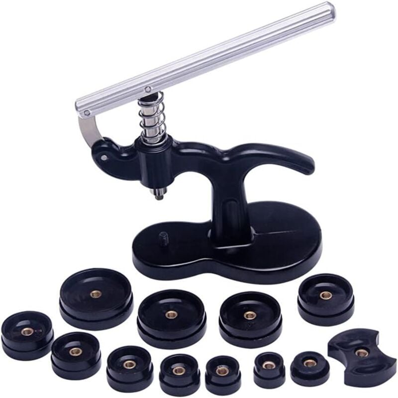 Cyslmuk - Kit complet de réparation de montres avec presse d'horloger et 12 ponts, noir