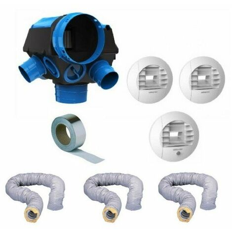 Atlantic – Kit complet VMC hygrocosy 412292 – Ventilation simple flux silencieuse 25 dB – 3 bouches avec détection – Installation rapide TWIST & GO - T3-T7