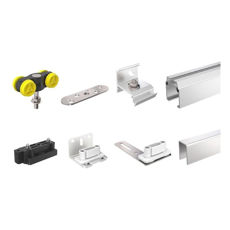 Kit complet garniture et rail Win-slide r - 1 vantail - charge 80 kg - rail de 2 m Mantion