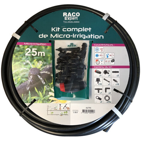 Kit complet goutte-à-goutte avec tuyau Ø16mm 25m – 10 goutteurs réglables 0-70L/H – Régulateur de pression 1 bar 20/27 – Racoexpert - 16x25ml