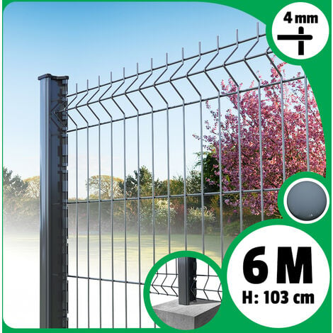 Kit clôture 10m panneau rigide + poteaux à clips