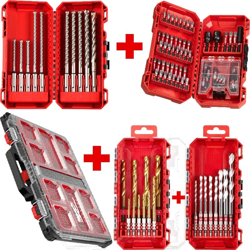 Kit complet Milwaukee packout forets SDS-Plus MX4 et embouts shockwave​ (98 pcs)
